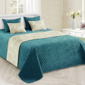 Colcha Veludo Agadir Azul Pato