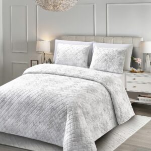 Colcha Veludo Gloss Branco Brilho Prata