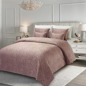 Colcha Veludo Gloss Rosa com brilho Dourado