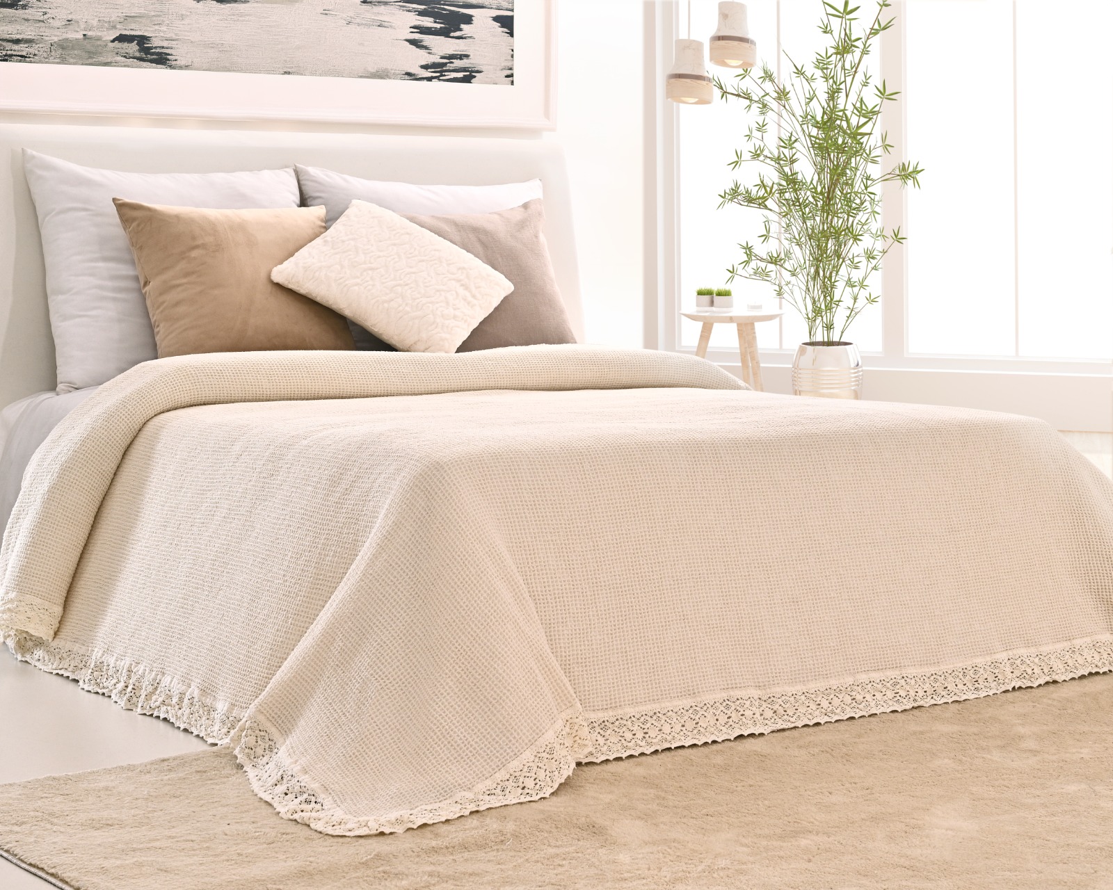 Colcha Margarida Creme